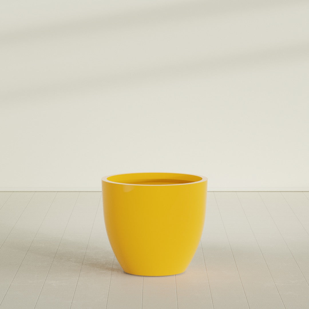 Wannsee Large Round Fiberglass Planter - 39 in x 39 in x 34 in - Gloss Saffron - Gloss Saffron,39 in x 39 in x 34 in