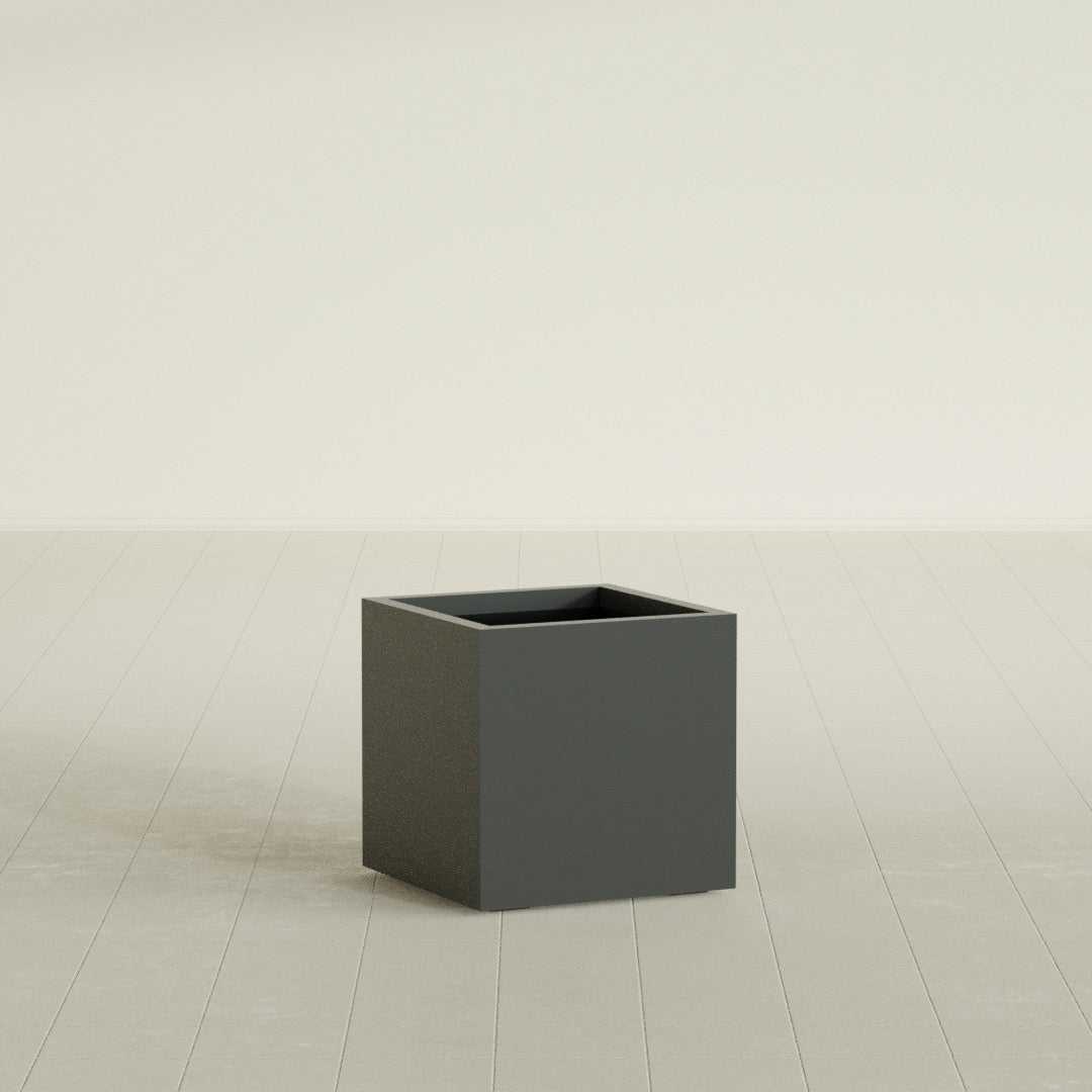 Montroy Medium Cube Square Fiberglass Planter - 20 in x 20 in x 20 in - Matte Charcoal - Matte Charcoal,20 in x 20 in x 20 in