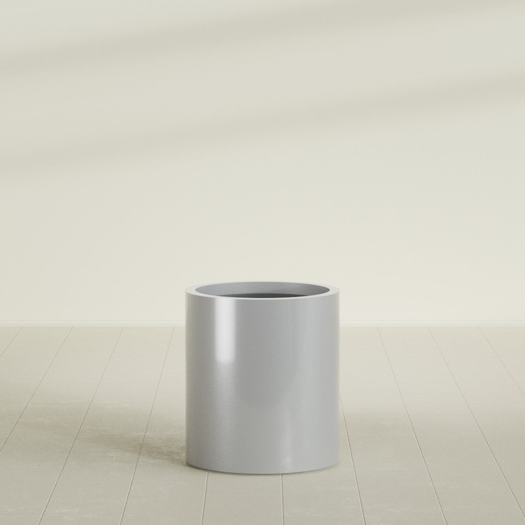 Rio Grande Medium Round Fiberglass Planter - 18 in x 18 in x 20 in - Metallic Silver - Metallic Silver,18 in x 18 in x 20 in