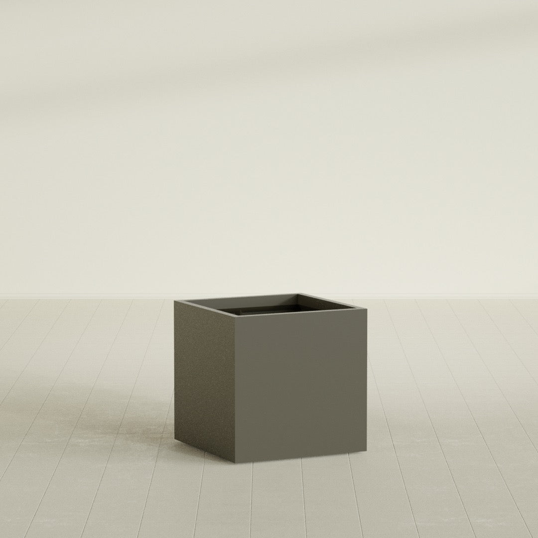 Montroy Medium Cube Square Fiberglass Planter - 28 in x 28 in x 28 in - Matte Bronze - Matte Bronze,28 in x 28 in x 28 in