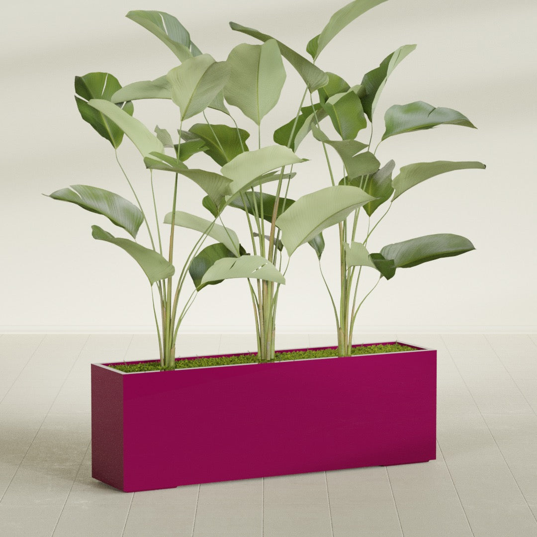 Tolga Extra Large Long Rectangle Fiberglass Planter - 72 in x 16 in x 24 in - Gloss Eggplant - Gloss Eggplant,72 in x 16 in x 24 in