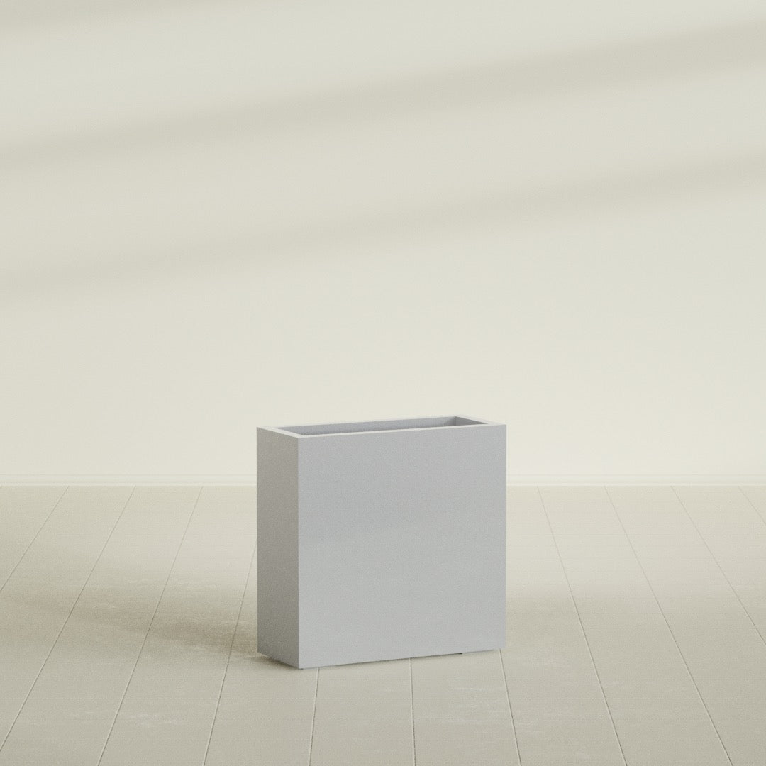 Milano Medium Narrow Rectangle Fiberglass Planter - 24 in x 10 in x 24 in - Metallic Silver - Metallic Silver,24 in x 10 in x 24 in