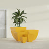 Lima Large Tapered Square Fiberglass Planter - 30 in x 30 in x 30 in - Gloss Saffron - Gloss Saffron,30 in x 30 in x 30 in