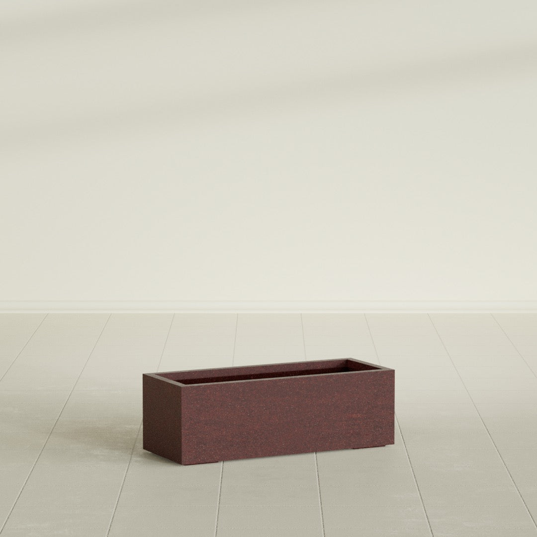 14"-Wide Rectangle - 36in x 14in x 12in - Weathered Steel - Rust - Weathered Steel - Rust,36 in x 14 in x 12 in