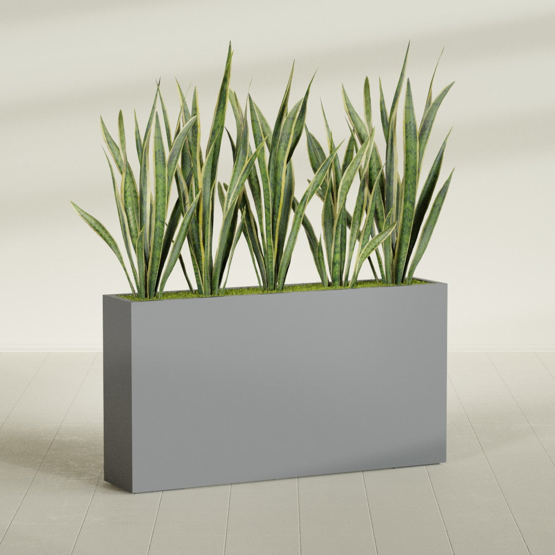 Delray Extra Large Long Rectangle Fiberglass Planter - 60 in x 12 in x 32 in - Metallic Gunmetal - Metallic Gunmetal,60 in x 12 in x 32 in