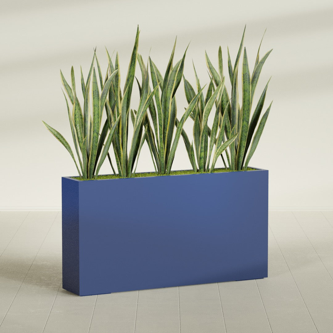 Delray Extra Large Long Rectangle Fiberglass Planter - 60 in x 12 in x 32 in - Matte Cobalt Blue - Matte Cobalt Blue,60 in x 12 in x 32 in