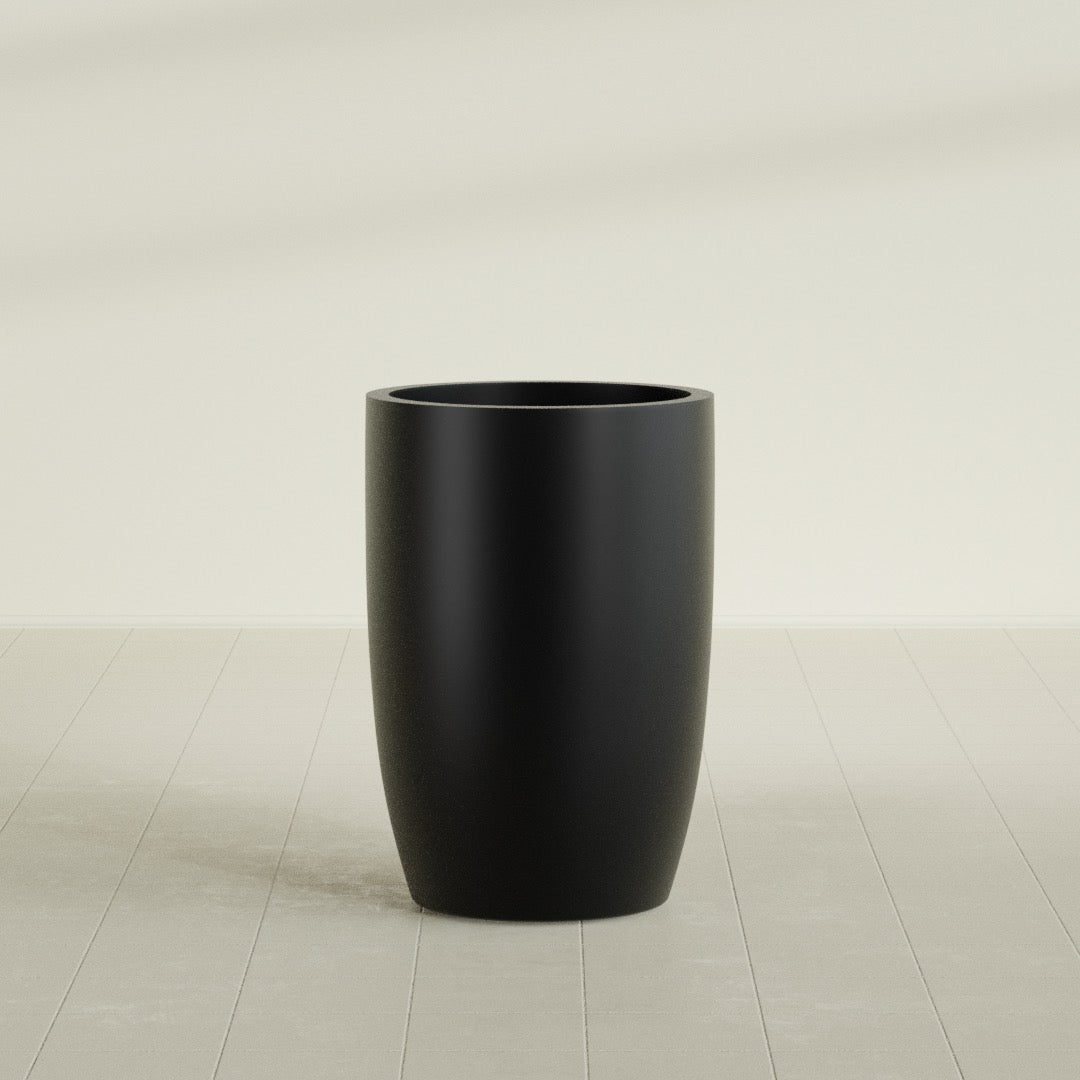 Lisbon Large Round Fiberglass Planter - 24 in x 24 in x 36 in - Matte Black - Matte Black,24 in x 24 in x 36 in