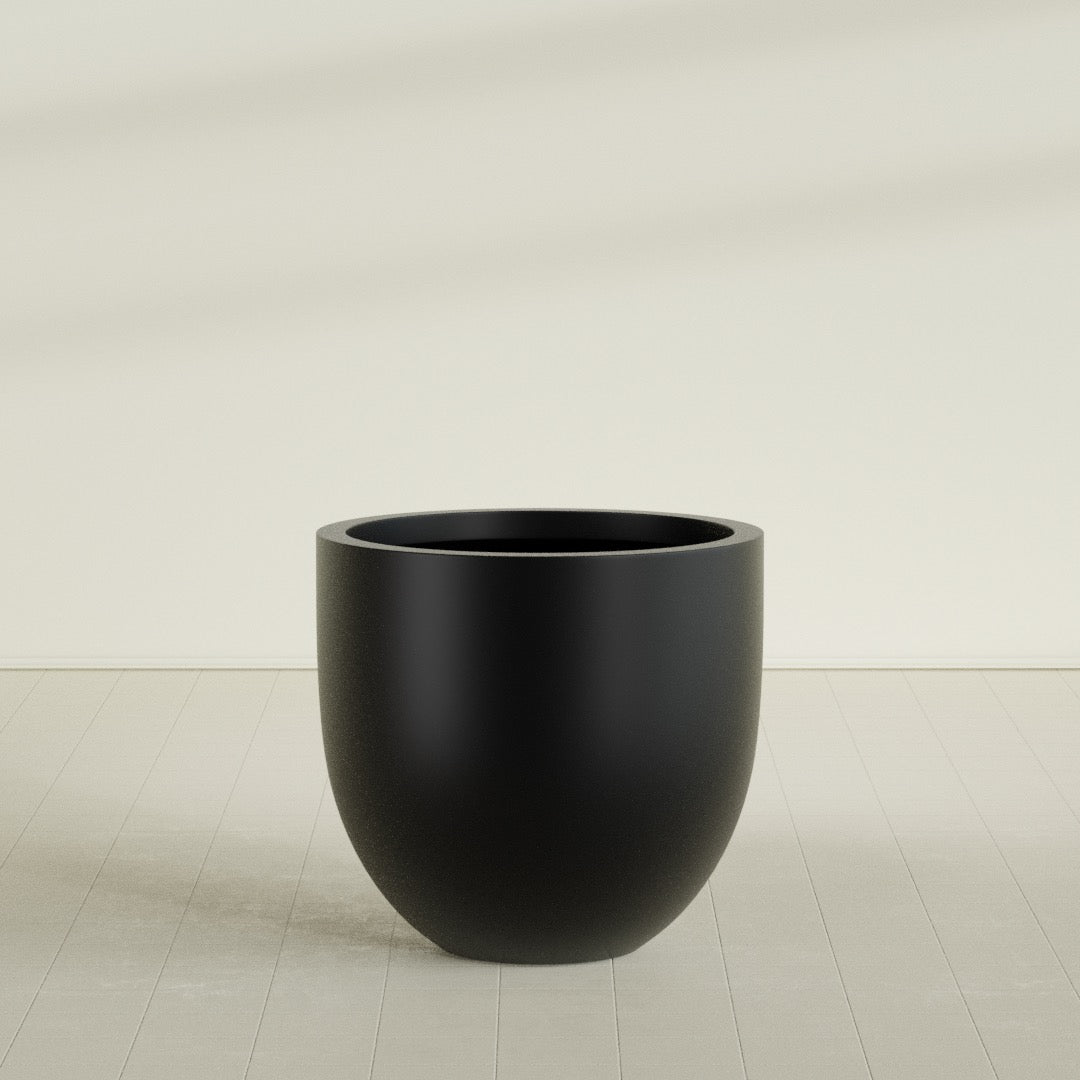 Alzira Large Round Fiberglass Planter - 36 in x 36 in x 34 in - Matte Black - Matte Black,36 in x 36 in x 34 in