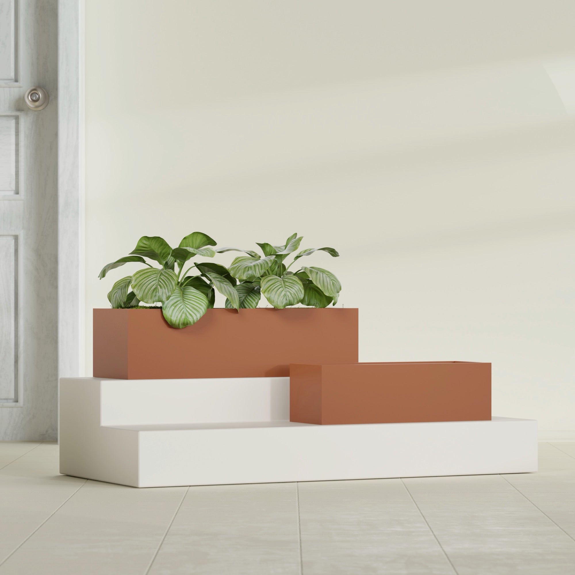 Reade Small Tabletop Rectangle Fiberglass Planter - 14 in x 5 in x 4.3 in - Matte Terracotta - Matte Terracotta,14 in x 5 in x 4.3 in