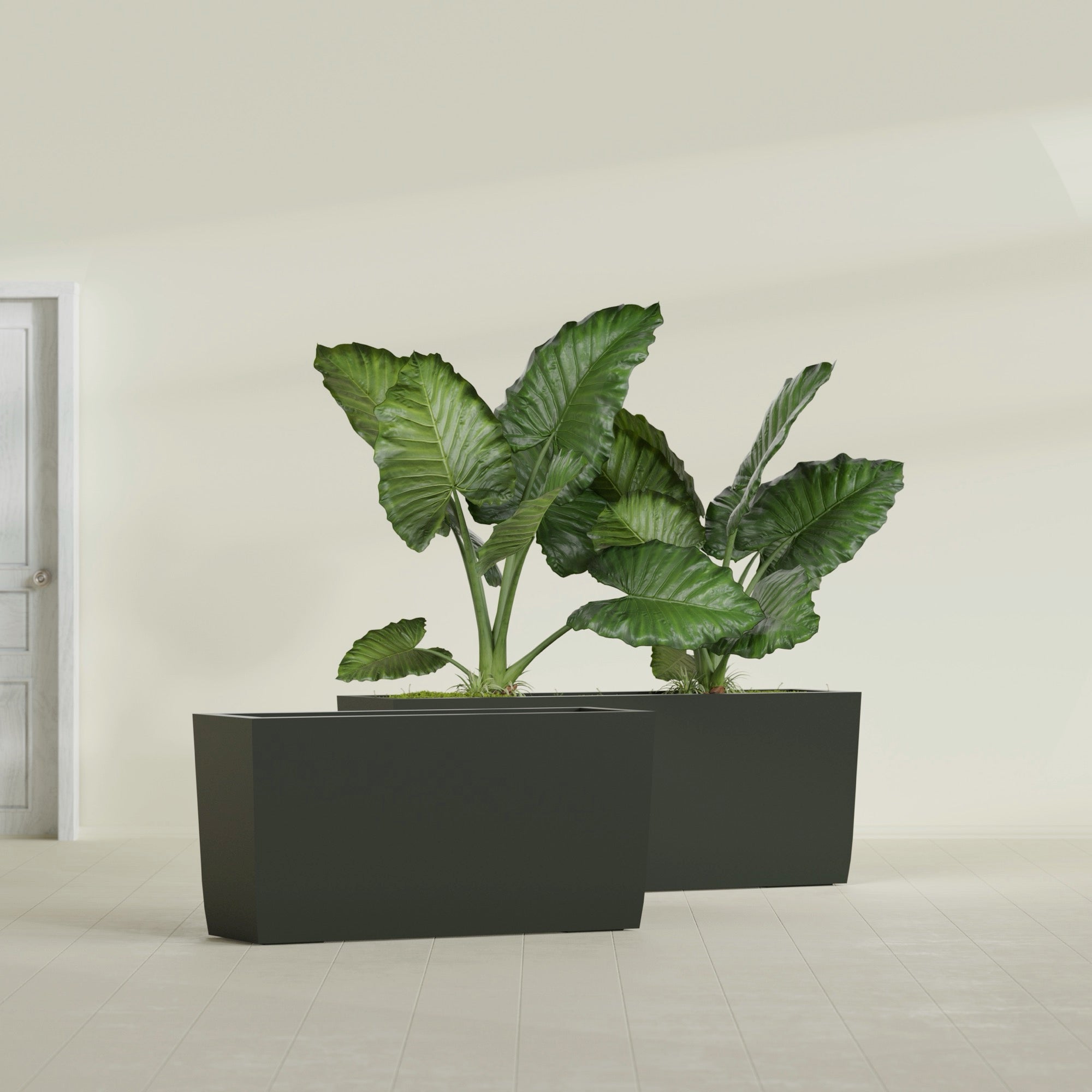Panama Large Long Rectangle Fiberglass Planter - 36 in x 12 in x 18 in - Matte Charcoal - Matte Charcoal,36 in x 12 in x 18 in