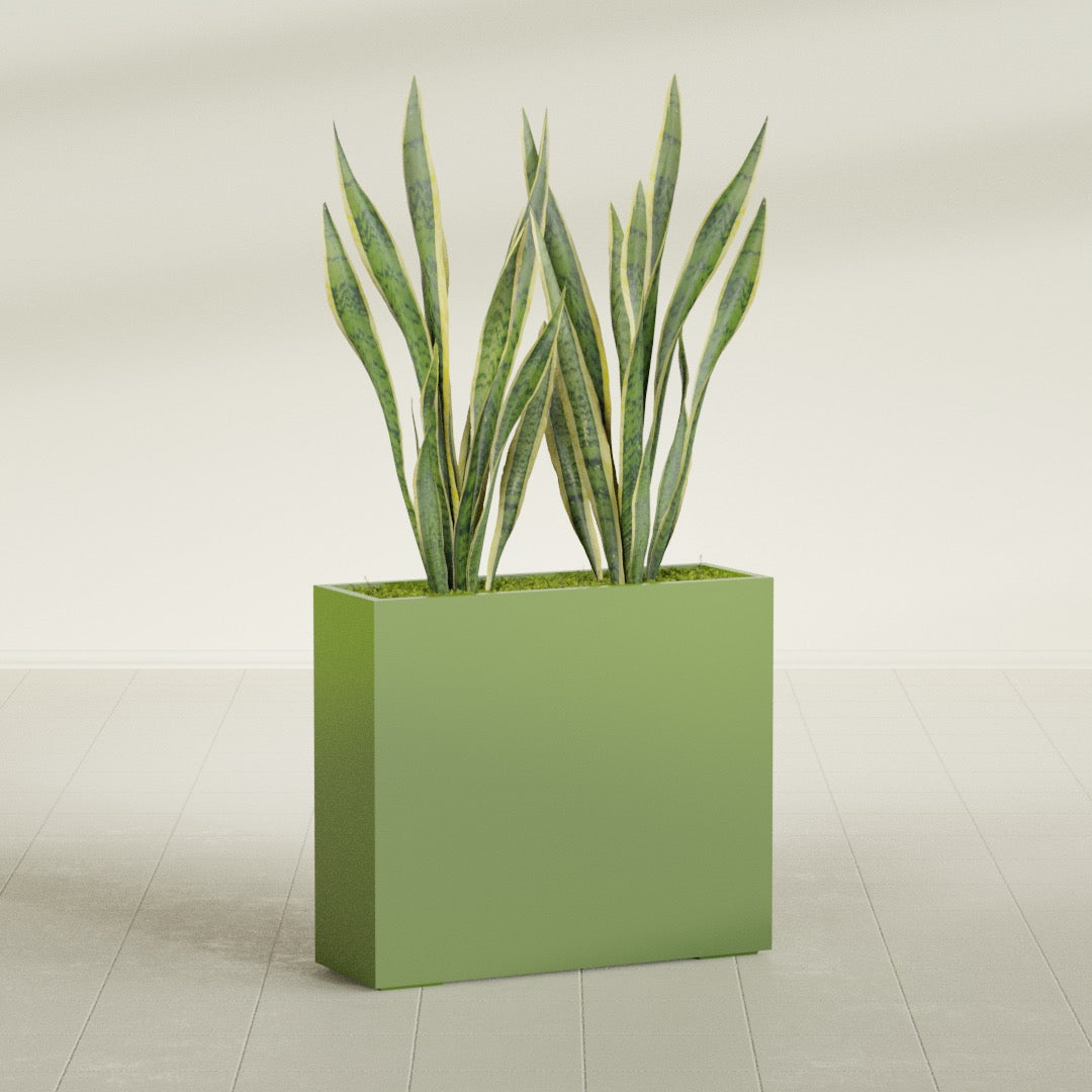 Perth Extra Large Long Rectangle Fiberglass Planter - 48 in x 16 in x 42 in - Satin Green - Satin Green,48 in x 16 in x 42 in