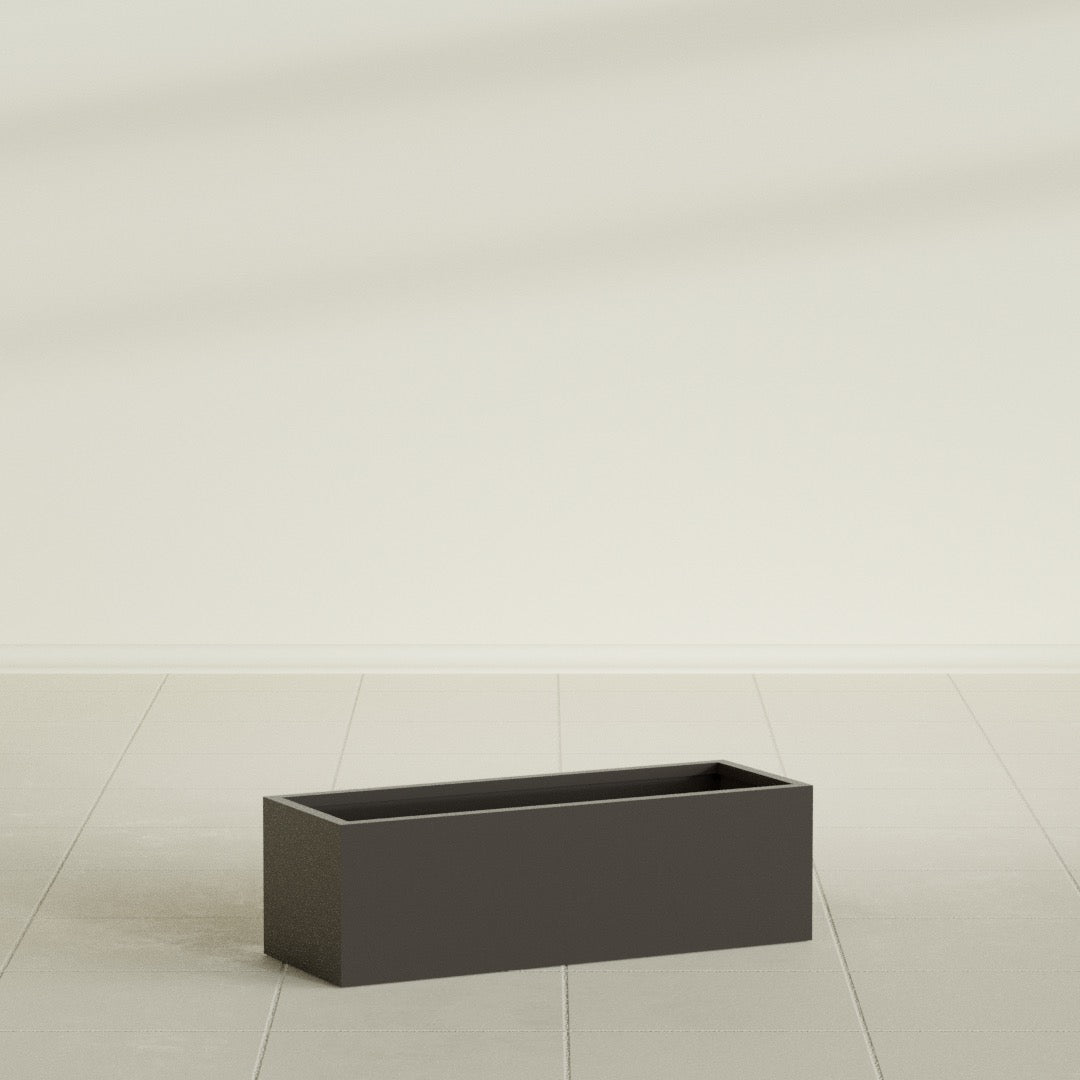 Reade Small Tabletop Rectangle Fiberglass Planter - 14 in x 5 in x 4.3 in - Matte Brown - Matte Brown,14 in x 5 in x 4.3 in