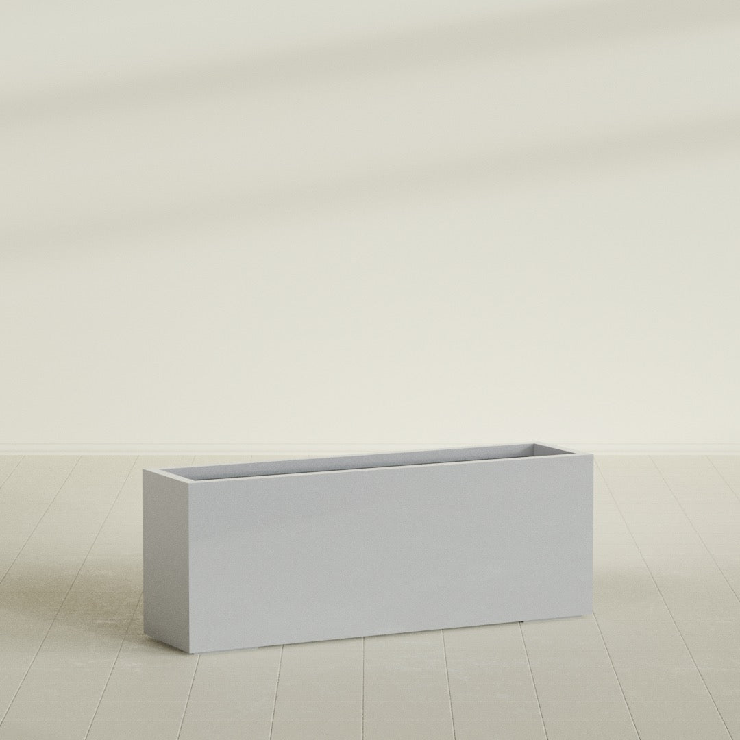 Miami Extra Large Narrow Rectangle Fiberglass Planter - 48 in x 12 in x 18 in - Metallic Silver - Metallic Silver,48 in x 12 in x 18 in