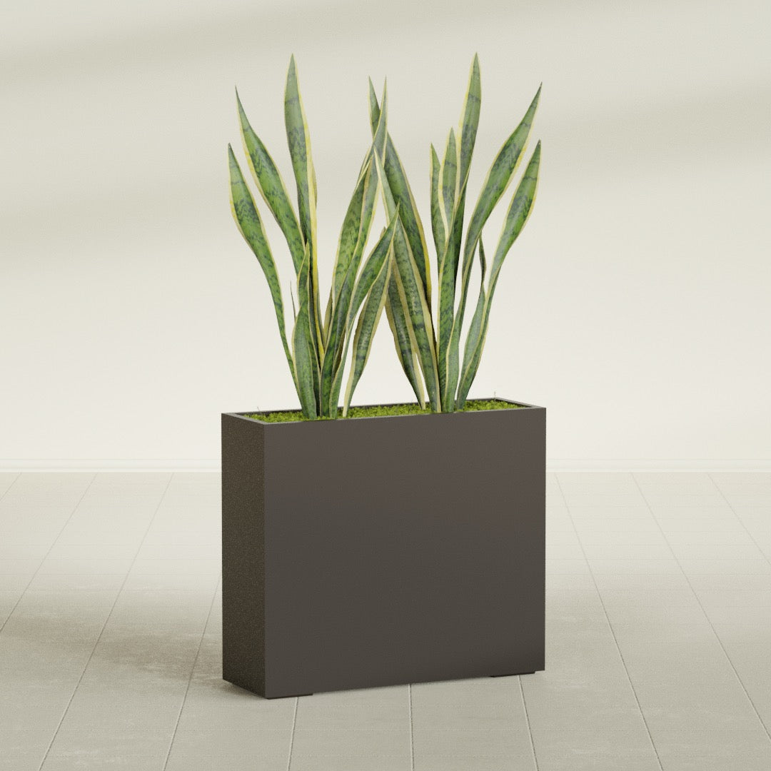 Perth Extra Large Long Rectangle Fiberglass Planter - 48 in x 16 in x 42 in - Matte Brown - Matte Brown,48 in x 16 in x 42 in