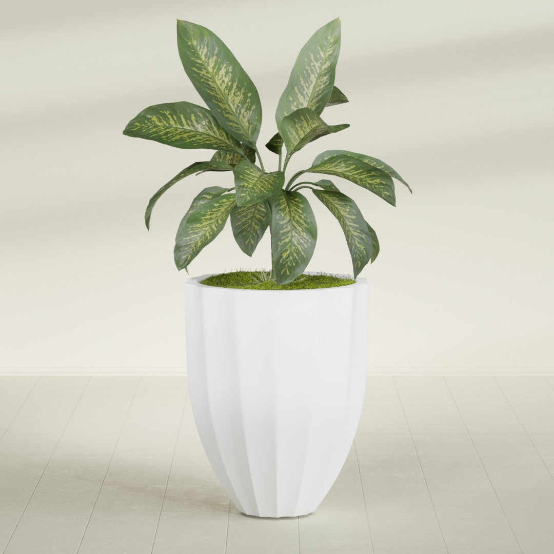 Alicante Medium Round Fiberglass Planter - 26 in x 26 in x 32 in - Gloss White - Gloss White,26 in x 26 in x 32 in