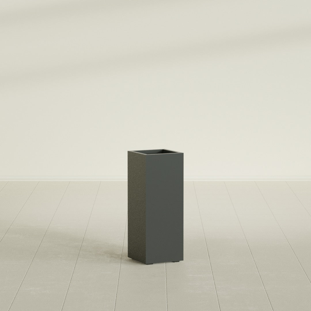 Perth Large Tall Rectangle Fiberglass Planter - 16 in x 16 in x 42 in - Matte Charcoal - Matte Charcoal,16 in x 16 in x 42 in
