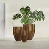Alicante Small Round Fiberglass Planter - 15 in x 15 in x 21 in - Metallic Bronze - Metallic Bronze,15 in x 15 in x 21 in