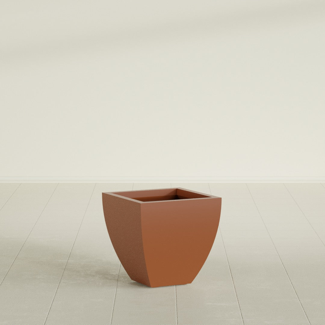 Lima Small Tapered Square Fiberglass Planter - 16 in x 16 in x 16 in - Matte Terracotta - Matte Terracotta,16 in x 16 in x 16 in