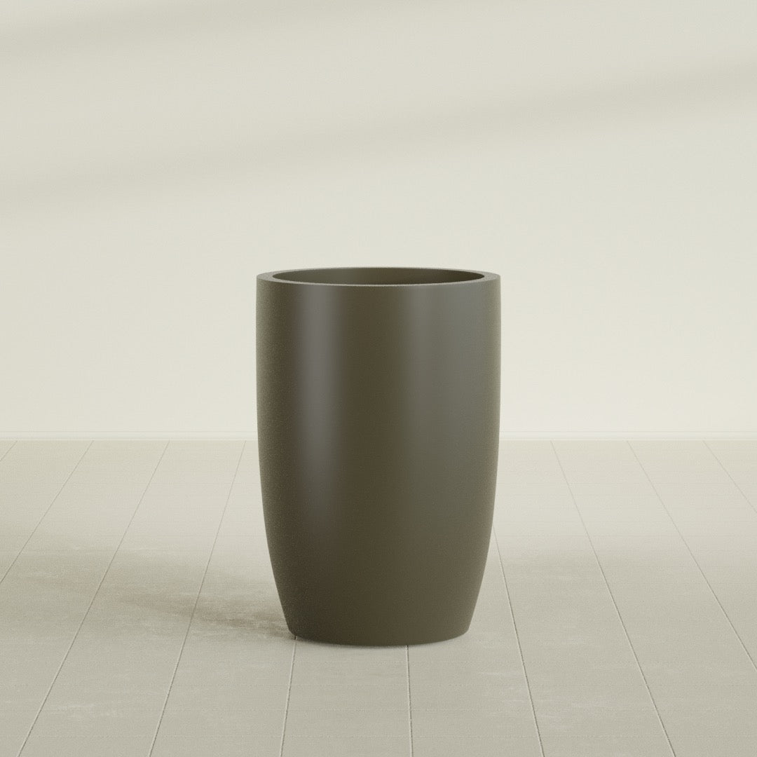 Lisbon Large Round Fiberglass Planter - 24 in x 24 in x 36 in - Matte Bronze - Matte Bronze,24 in x 24 in x 36 in