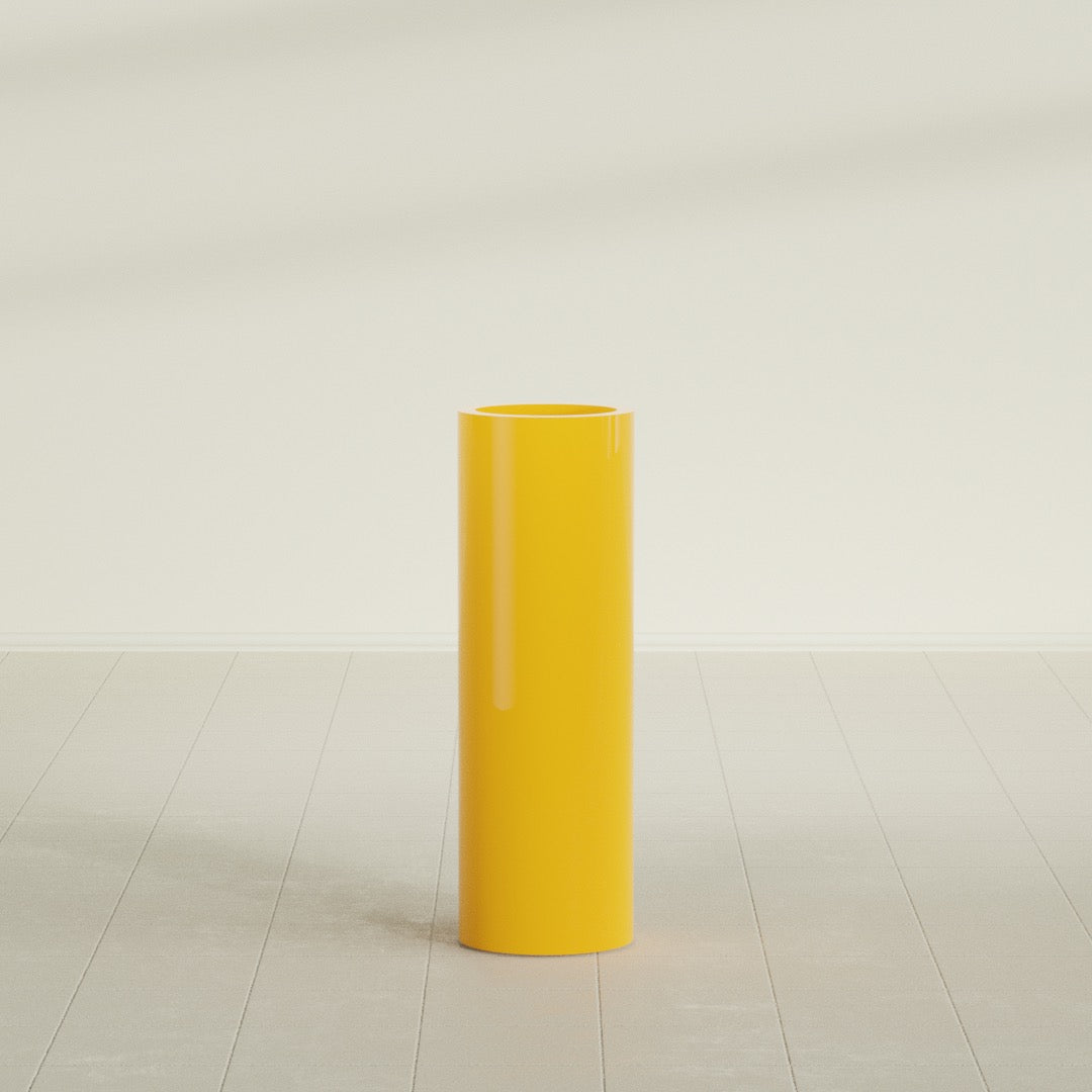 Corry Large Tall Cylinder Fiberglass Planter - 10 in x 10 in x 30 in - Gloss Saffron - Gloss Saffron,10 in x 10 in x 30 in