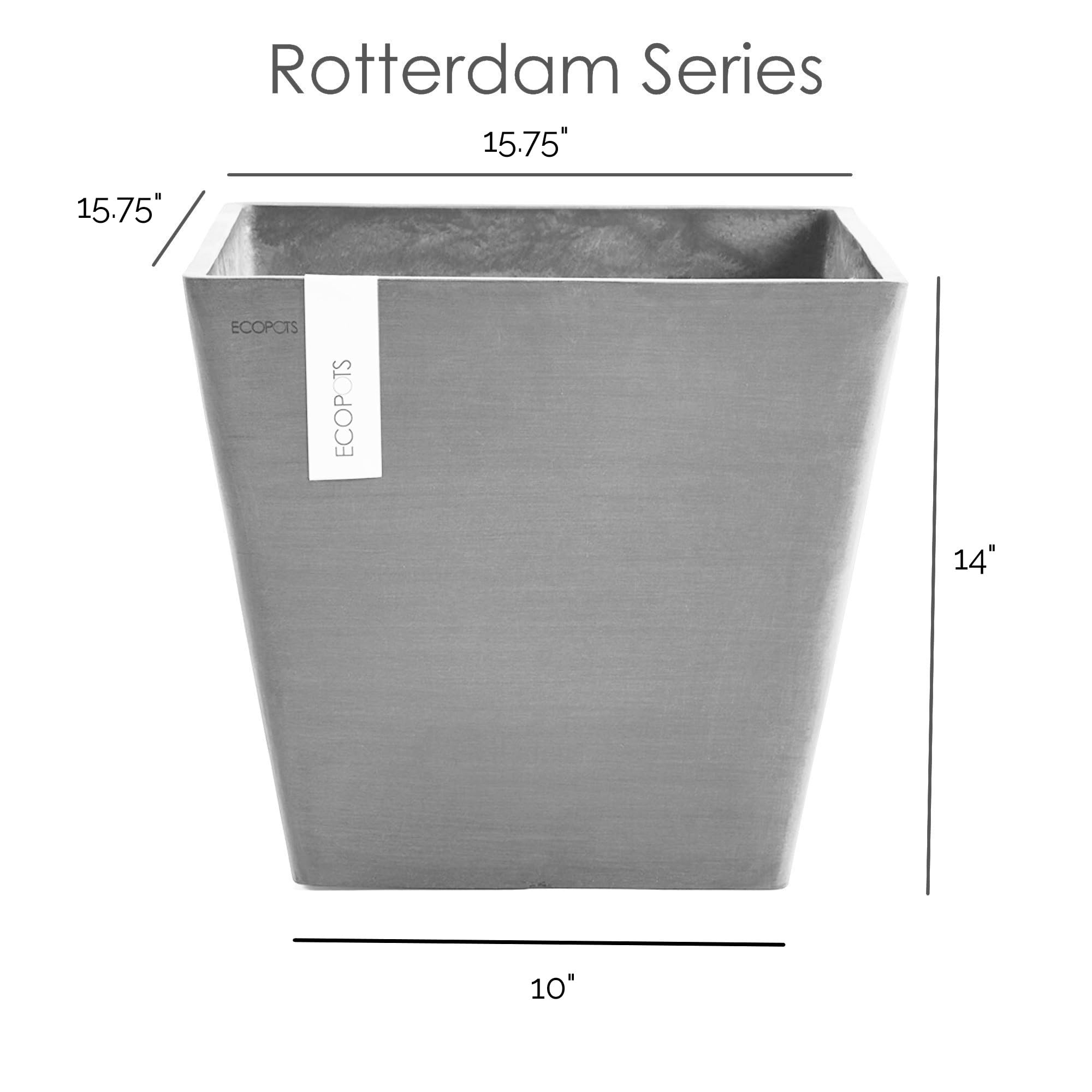Rotterdam Small Square Planter - 15.75 in x 15.75 in x 13.75 in - Grey - Grey,15.75 in x 15.75 in x 13.75 in,Planter Only