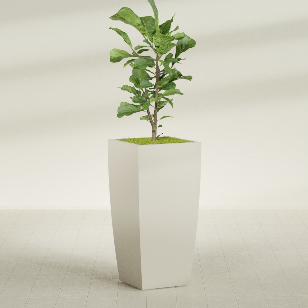 Toulan Extra Large Tall Tapered Square Fiberglass Planter - 23 in x 23 in x 48 in - Satin Beige - Satin Beige,23 in x 23 in x 48 in