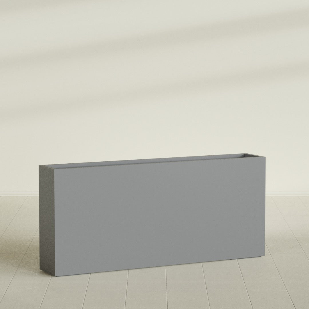 Delray Extra Large Long Rectangle Fiberglass Planter - 72 in x 12 in x 32 in - Metallic Gunmetal - Metallic Gunmetal,72 in x 12 in x 32 in