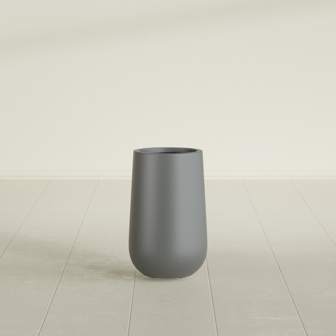 Tall Hayden Medium Round Fiberglass Planter - 18 in x 18 in x 29 in - Metallic Gunmetal - Metallic Gunmetal,18 in x 18 in x 29 in