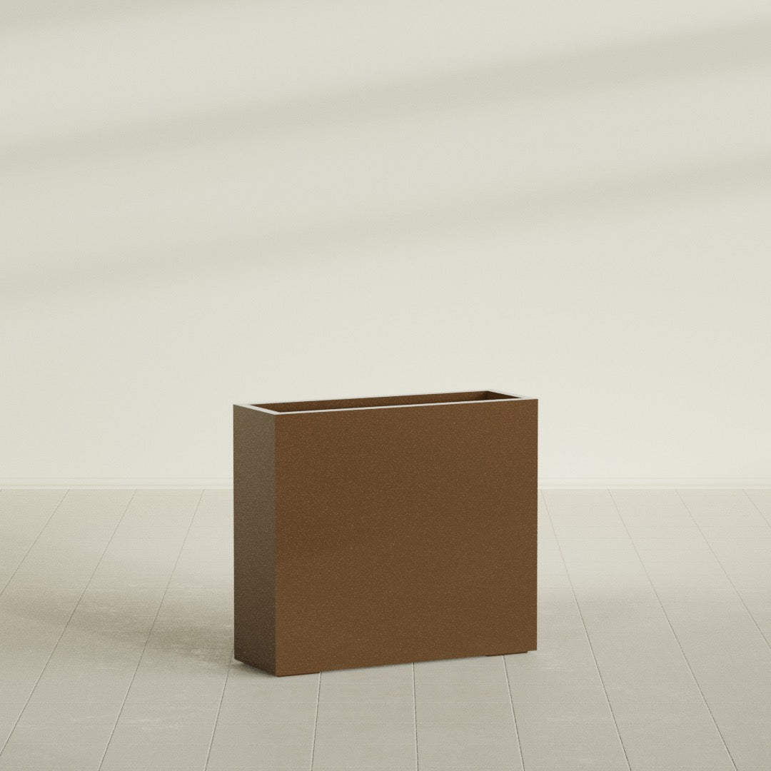 Delray Large Tall Rectangle Fiberglass Planter - 36 in x 12 in x 32 in - Metallic Bronze - Metallic Bronze,36 in x 12 in x 32 in