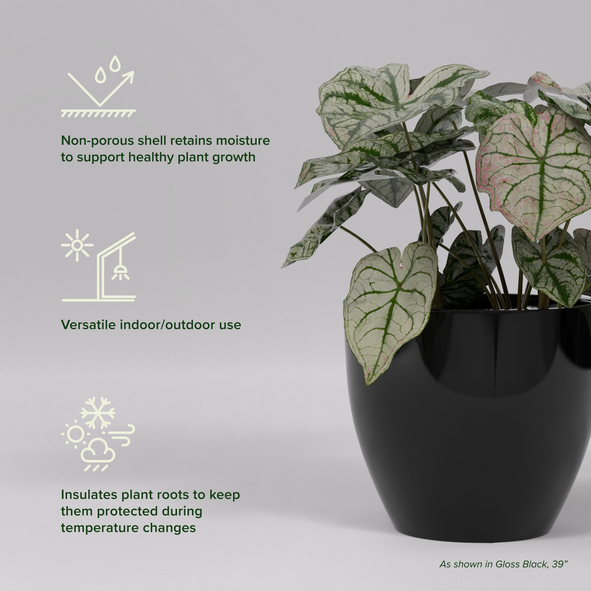 Wannsee Extra Large Round Fiberglass Planter - 50 in x 50 in x 44 in - Satin Green - Satin Green,50 in x 50 in x 44 in