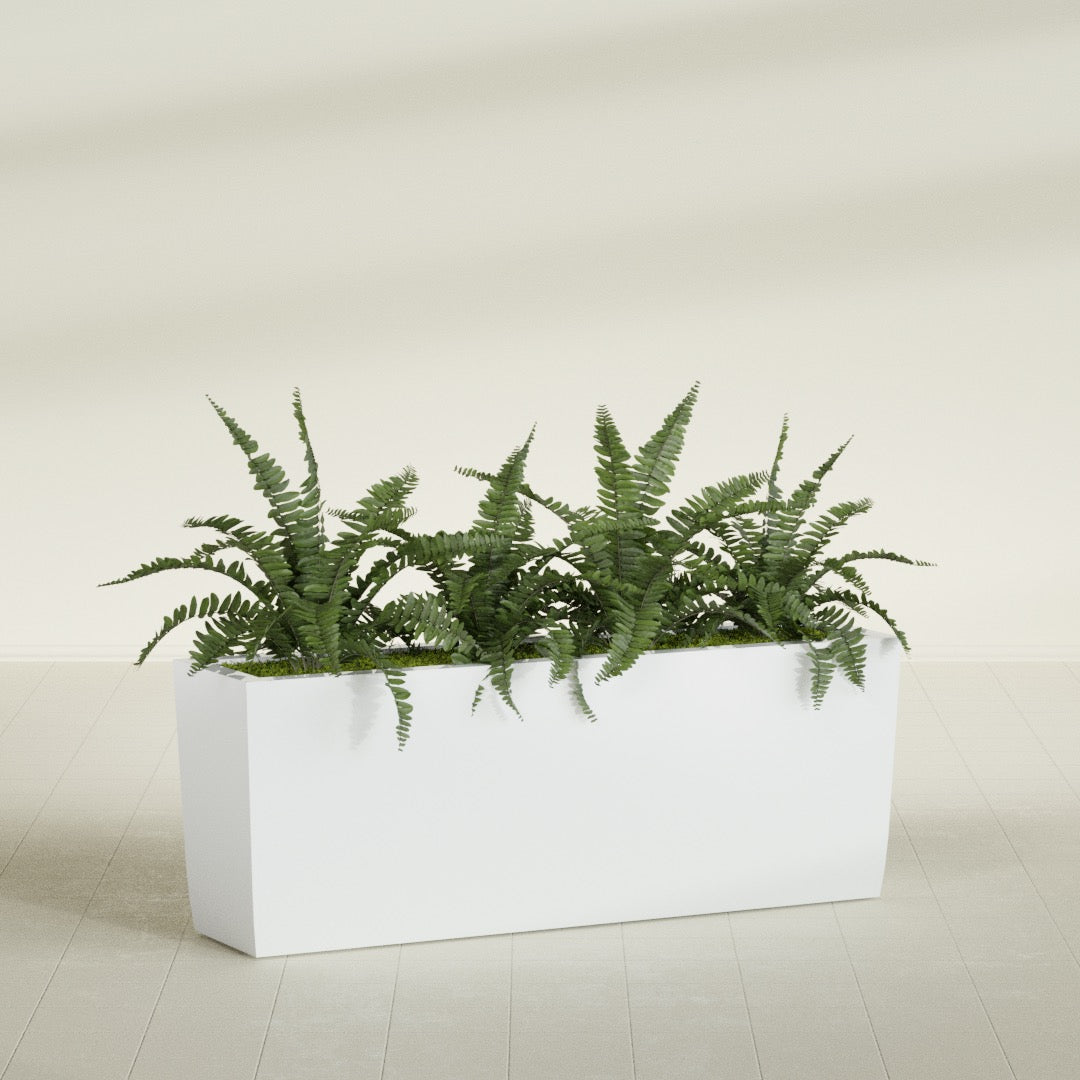 Panama Extra Large Long Rectangle Fiberglass Planter - 48 in x 12 in x 18 in - Matte White - Matte White,48 in x 12 in x 18 in