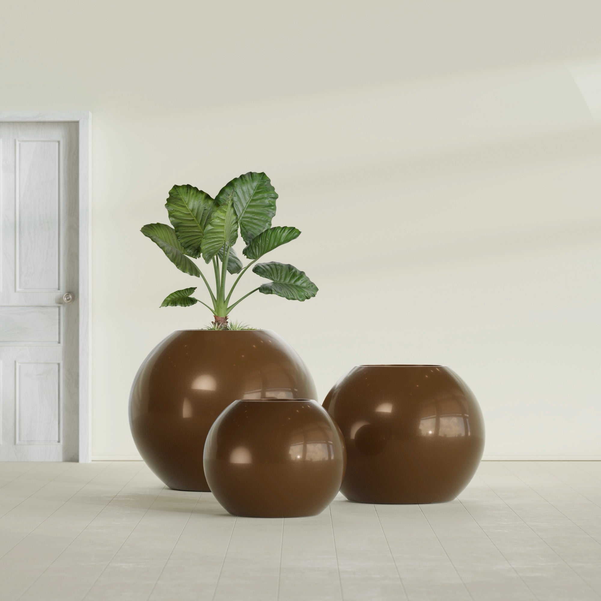 Globe Large Sphere Fiberglass Planter - 36 in x 36 in x 30 in - Metallic Bronze - Metallic Bronze,36 in x 36 in x 30 in