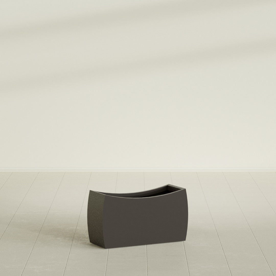 Seoul Large Curved Abstract Fiberglass Planter - 32 in x 12 in x 18 in - Matte Brown - Matte Brown,32 in x 12 in x 18 in