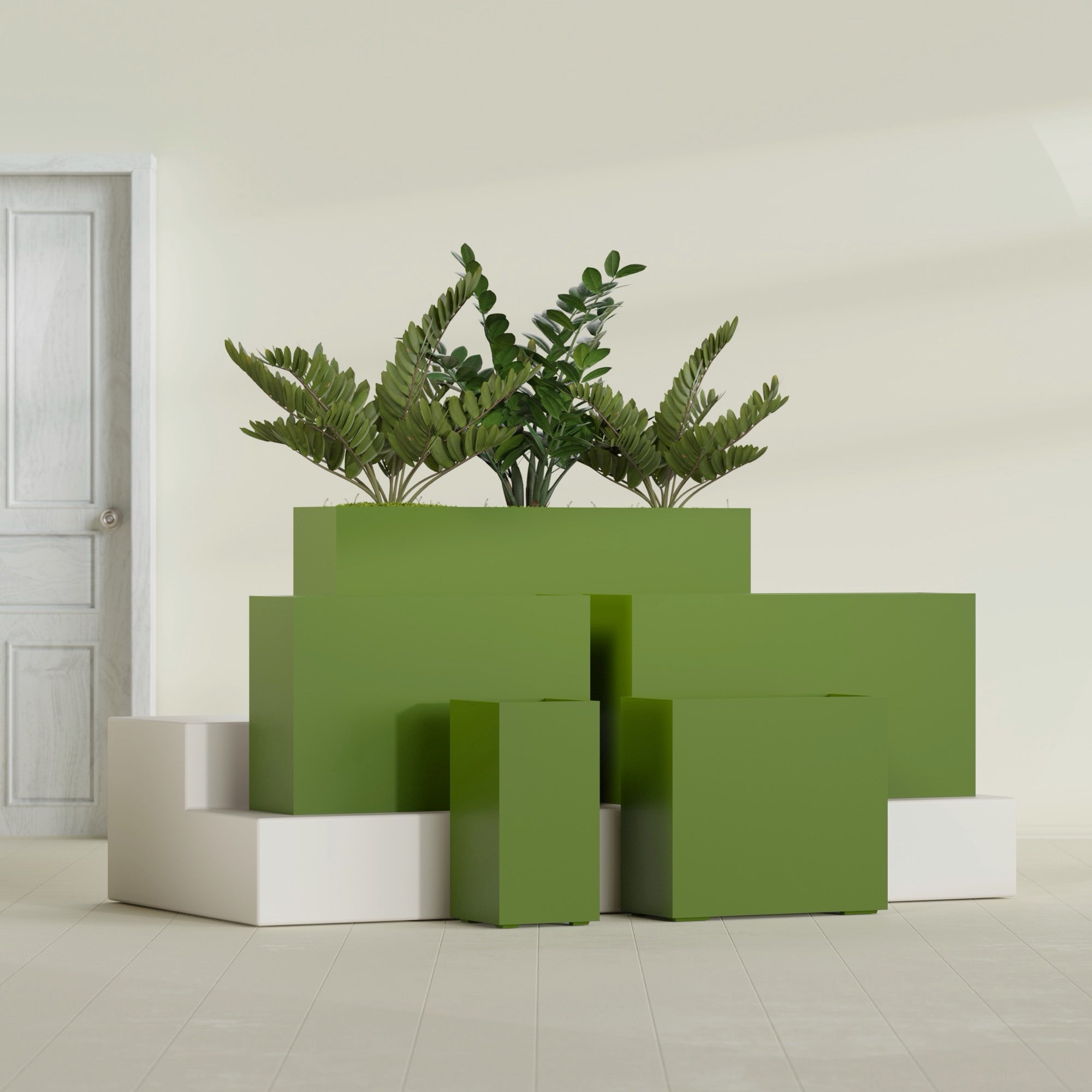 Potsdam Extra Large Long Rectangle Fiberglass Planter - 72 in x 16 in x 32 in - Satin Green - Satin Green,72 in x 16 in x 32 in