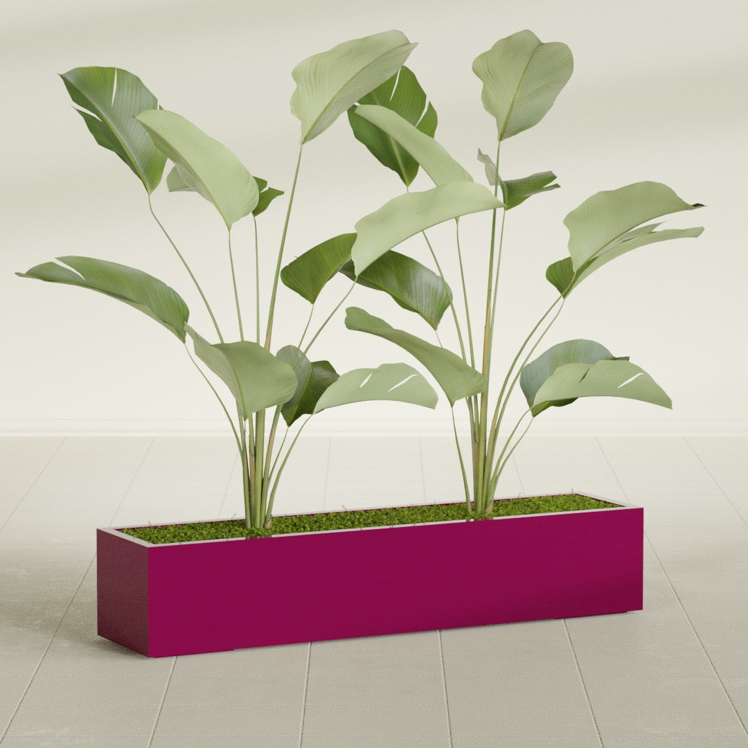 Cuba Extra Large Long Rectangle Fiberglass Planter - 60 in x 14 in x 12 in - Gloss Eggplant - Gloss Eggplant,60 in x 14 in x 12 in