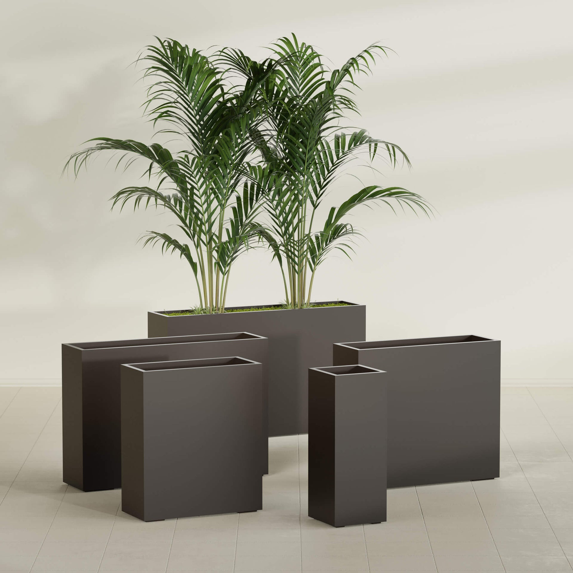 Perth Large Tall Rectangle Fiberglass Planter - 16 in x 16 in x 42 in - Matte Black - Matte Black,16 in x 16 in x 42 in