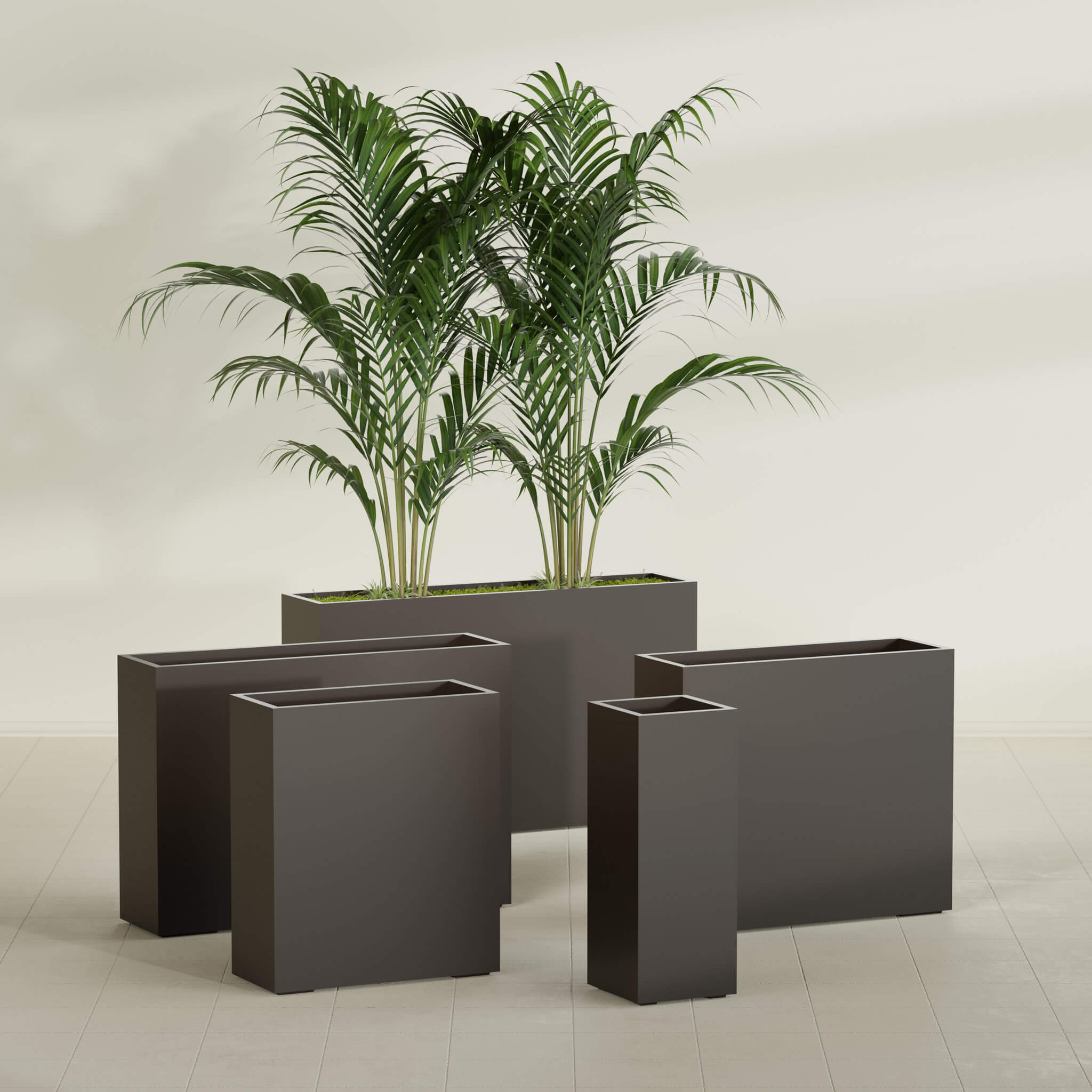 Perth Large Tall Rectangle Fiberglass Planter - 16 in x 16 in x 42 in - Matte Black - Matte Black,16 in x 16 in x 42 in