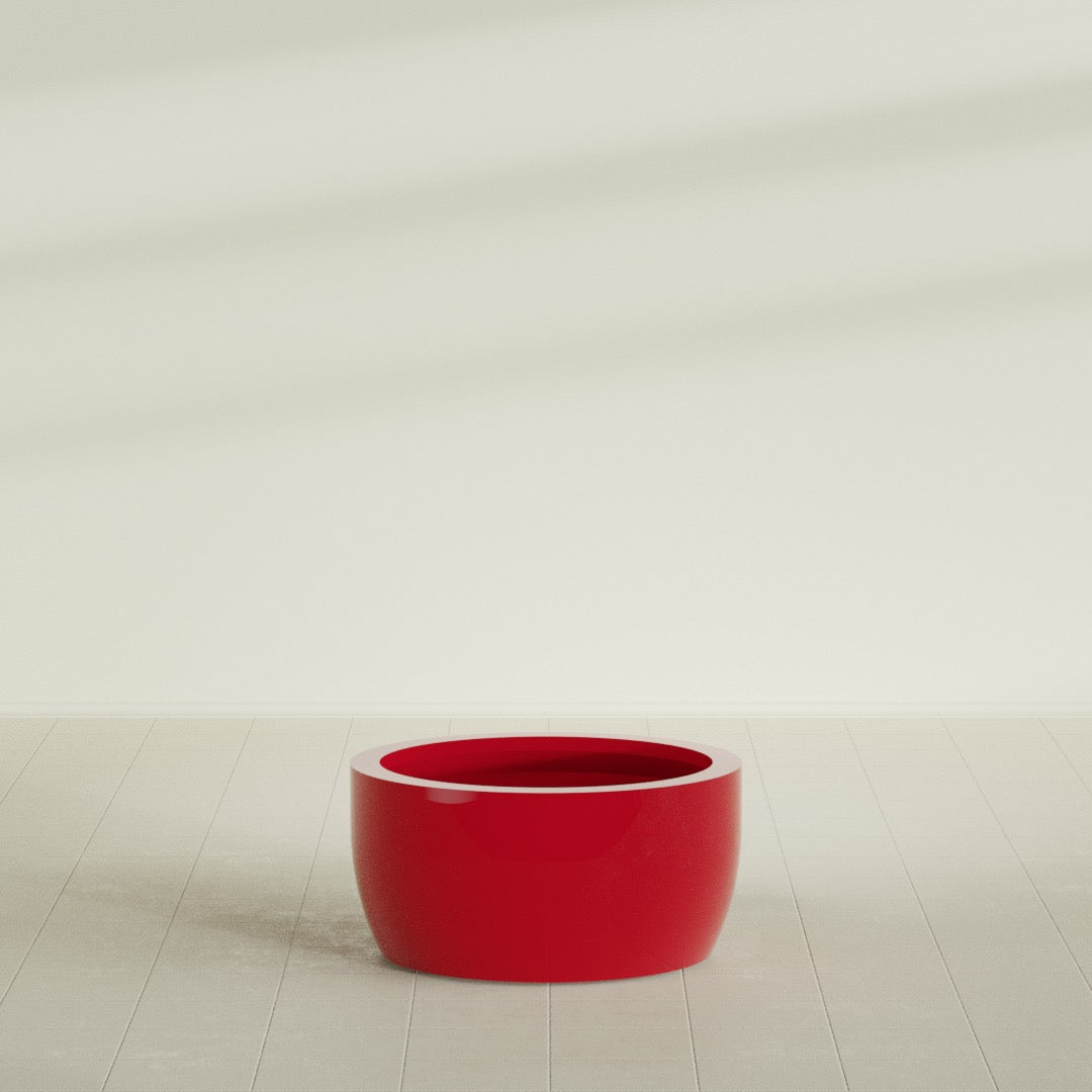 Casablanca Large Round Low Bowl Fiberglass Planter - 30 in x 30 in x 15 in - Gloss Red - Gloss Red,30 in x 30 in x 15 in