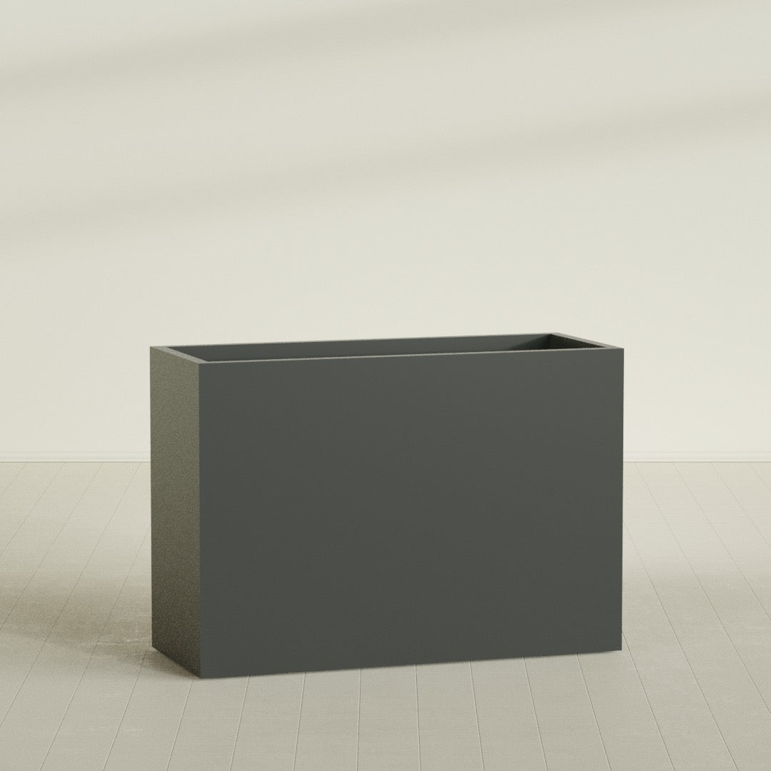Darwin Extra Large Long Rectangle Fiberglass Planter - 60 in x 24 in x 42 in - Matte Charcoal - Matte Charcoal,60 in x 24 in x 42 in