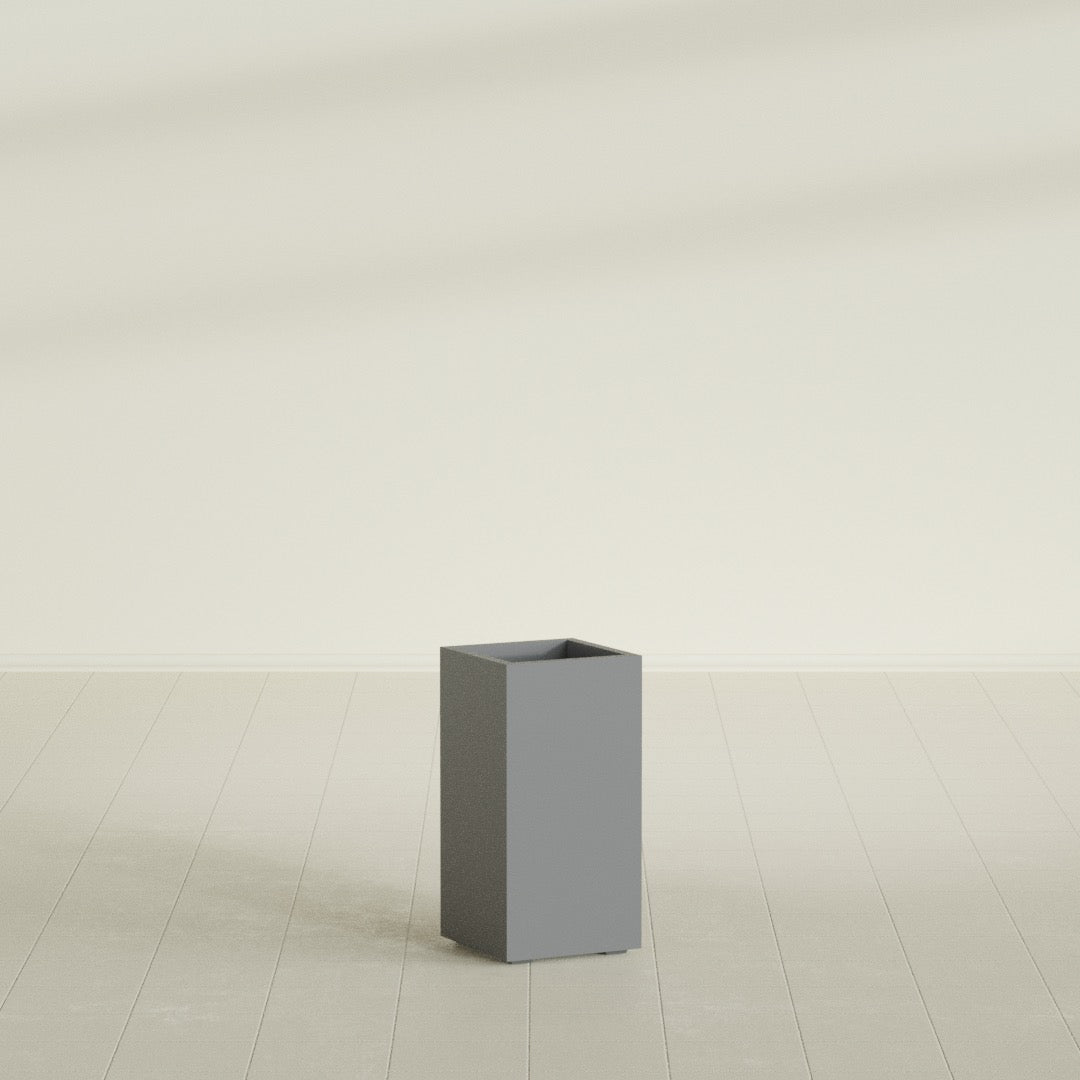 Potsdam Large Tall Rectangle Fiberglass Planter - 16 in x 16 in x 32 in - Metallic Gunmetal - Metallic Gunmetal,16 in x 16 in x 32 in