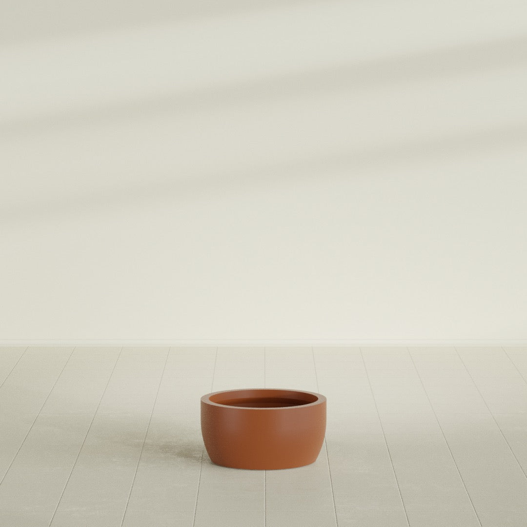 Casablanca Medium Round Low Bowl Fiberglass Planter - 20 in x 20 in x 10 in - Matte Terracotta - Matte Terracotta,20 in x 20 in x 10 in