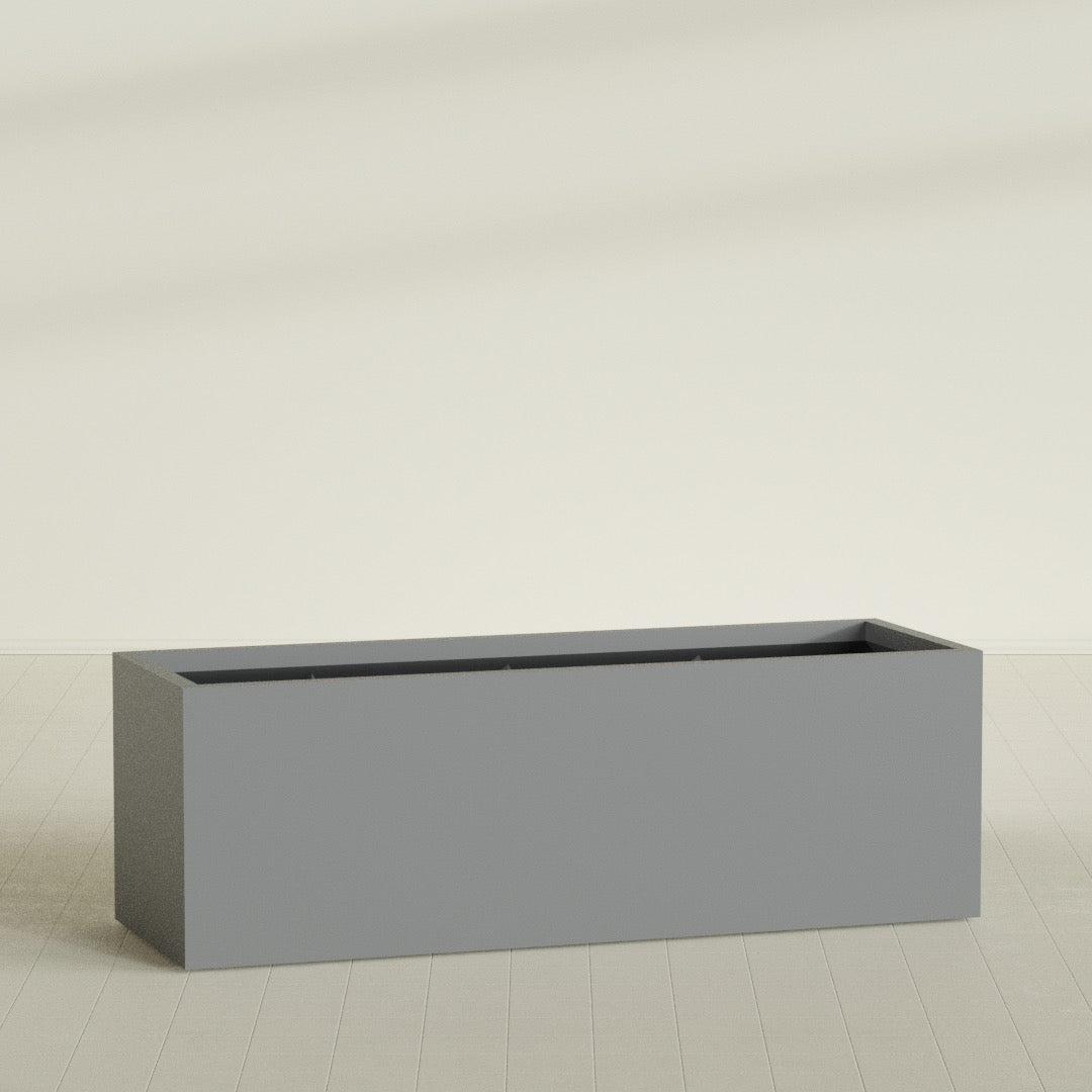 Granada Extra Large Long Rectangle Fiberglass Planter - 72 in x 24 in x 24 in - Metallic Gunmetal - Metallic Gunmetal,72 in x 24 in x 24 in