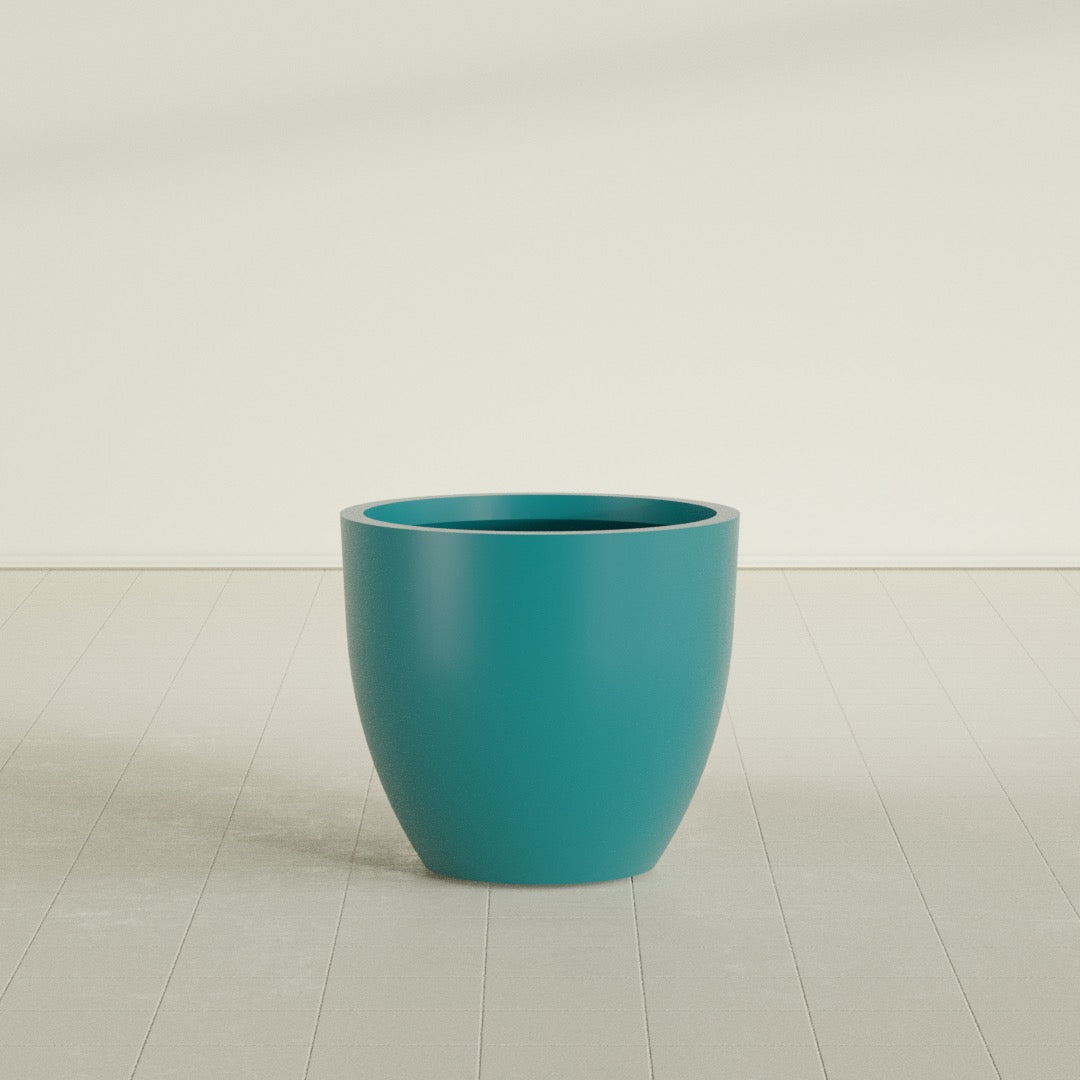 Wannsee Large Round Fiberglass Planter - 33 in x 33 in x 29 in - Satin Sea Foam - Satin Sea Foam,33 in x 33 in x 29 in