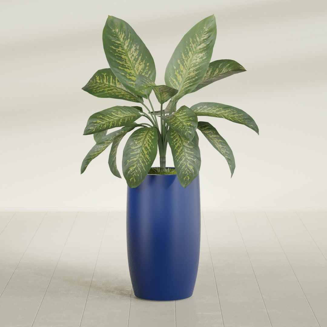 Lisbon Large Round Fiberglass Planter - 18 in x 18 in x 32 in - Matte Cobalt Blue - Matte Cobalt Blue,18 in x 18 in x 32 in