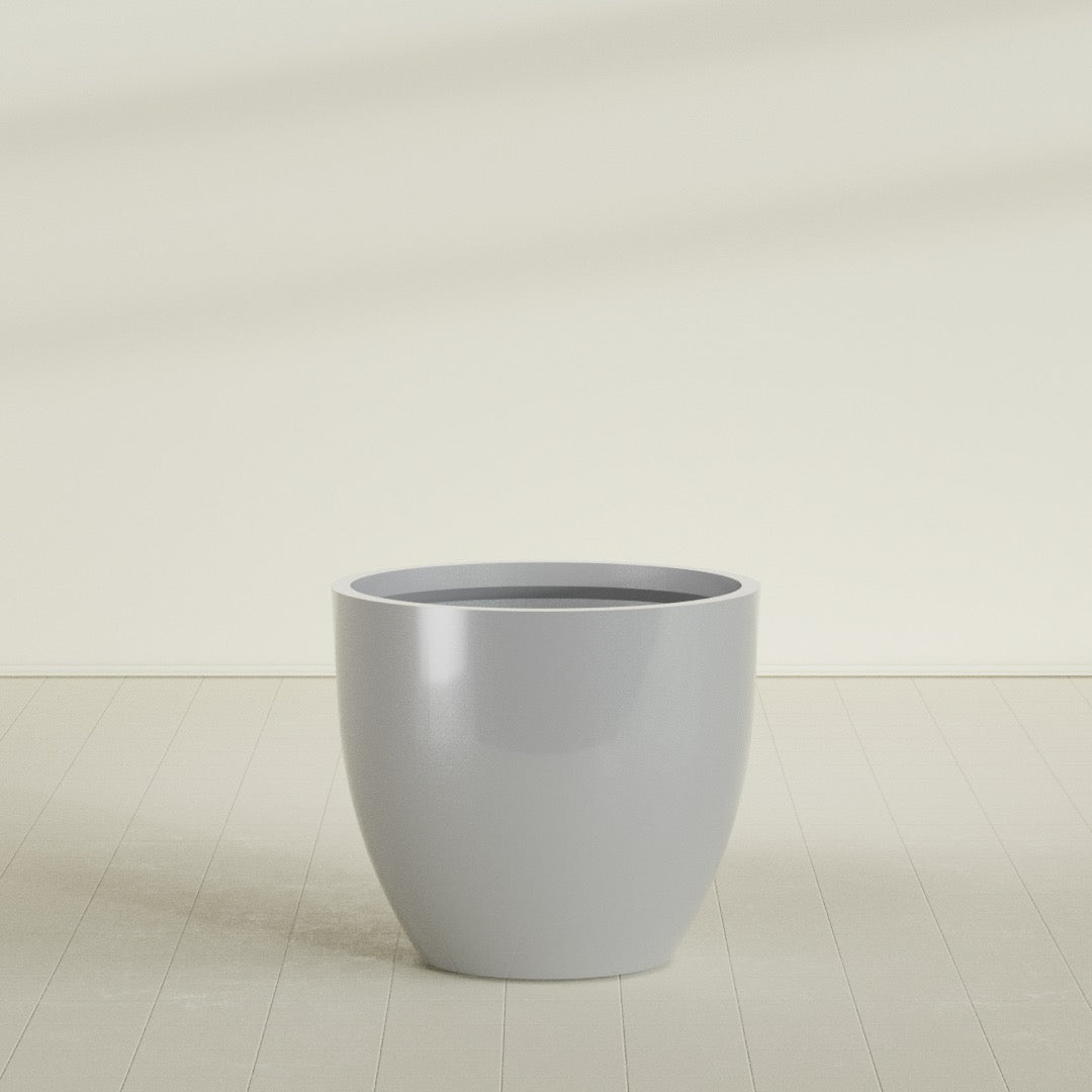 Wannsee Large Round Fiberglass Planter - 44 in x 44 in x 39 in - Metallic Silver - Metallic Silver,44 in x 44 in x 39 in