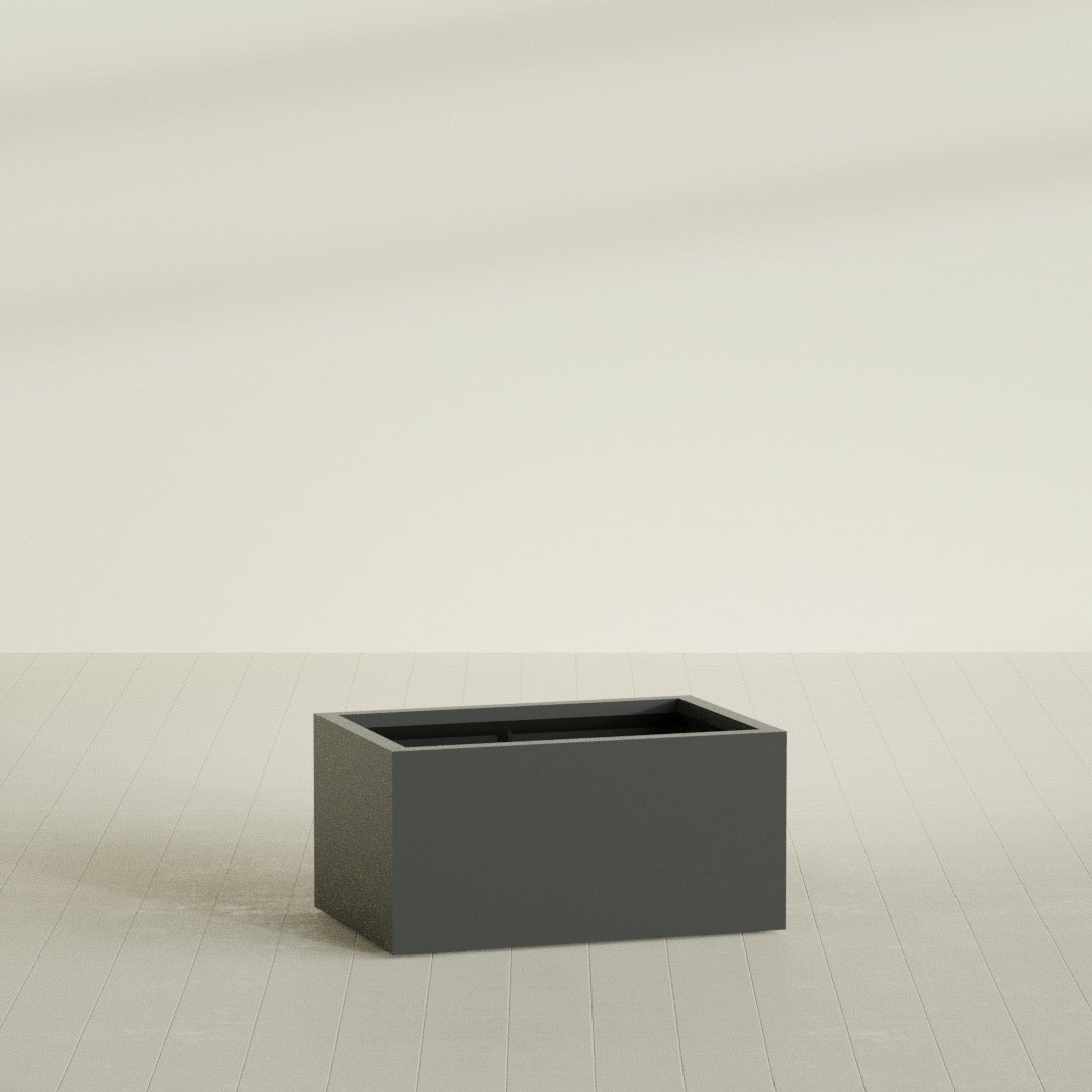 Torino Large Wide Rectangle Fiberglass Planter - 36 in x 24 in x 18 in - Matte Charcoal - Matte Charcoal,36 in x 24 in x 18 in