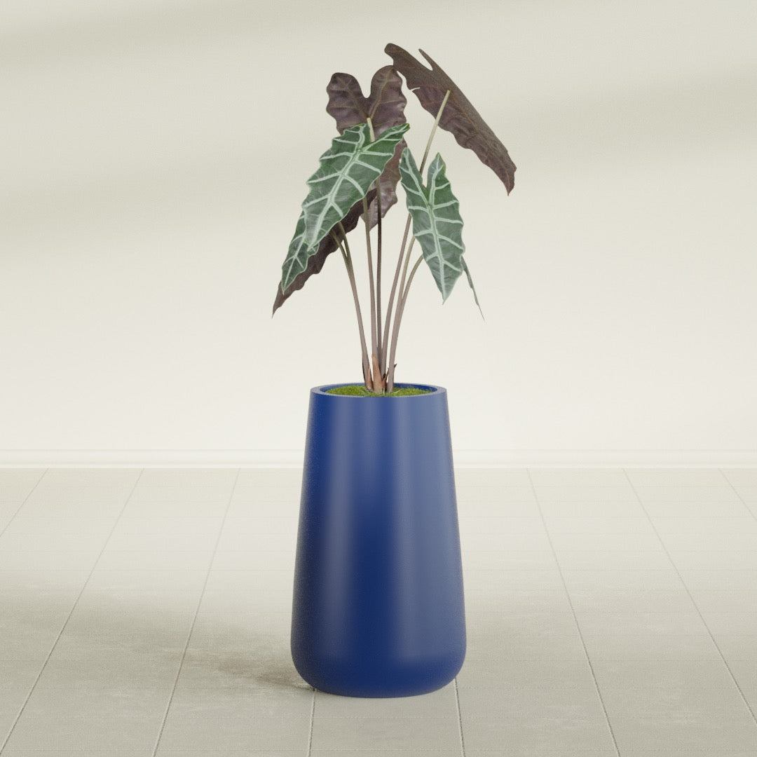 Saigon Large Tapered Round Planter - 14 in x 14 in x 30 in - Matte Cobalt Blue - Matte Cobalt Blue,13.7 in x 13.7 in 30 in