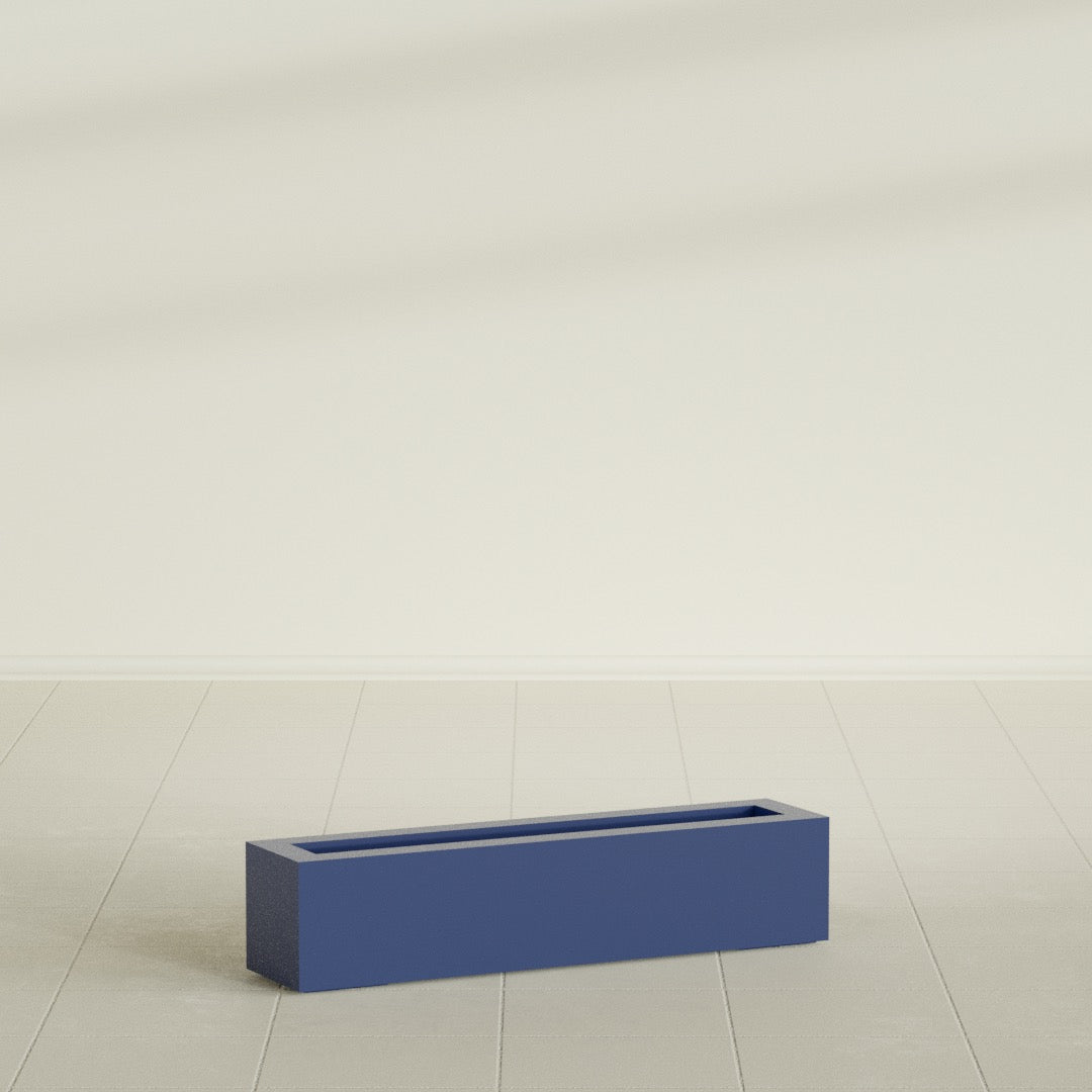 Salon Large Tall Rectangle Fiberglass Planter - 36 in x 8 in x 8 in - Matte Cobalt Blue - Matte Cobalt Blue,36 in x 8 in x 8 in