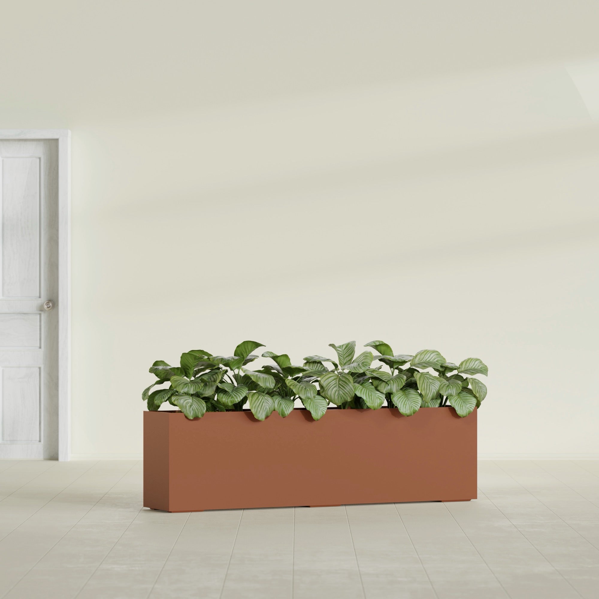 Hudson Extra Large Long Rectangle Fiberglass Planter - 100 in x 18 in x 28 in - Matte Terracotta - Matte Terracotta,100 in x 18 in x 28 in