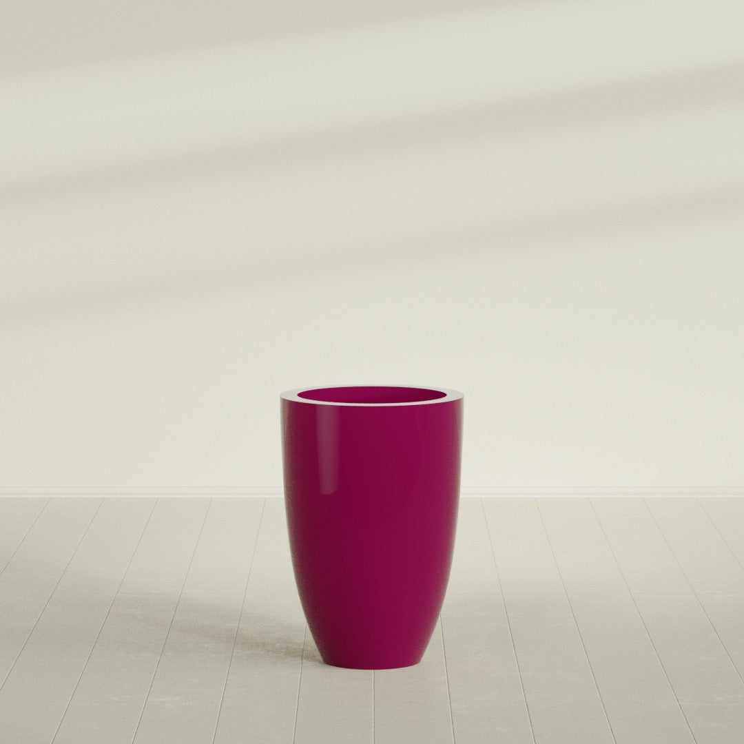 Brannan Large Round Fiberglass Planter - 24 in x 24 in x 35 in - Gloss Eggplant - Gloss Eggplant,24 in x 24 in x 35 in